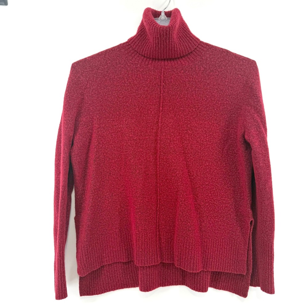 Athleta Red Speckled Merino Wool Blend Turtleneck Sweater Women's Size S
